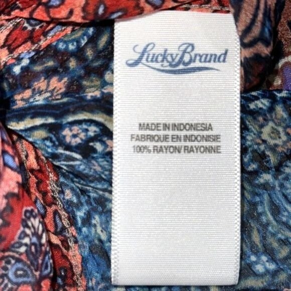 Lucky Brand Womens Sheer Patchwork Button-Up Shirt S Rayon Boho Design - Picture 4 of 10